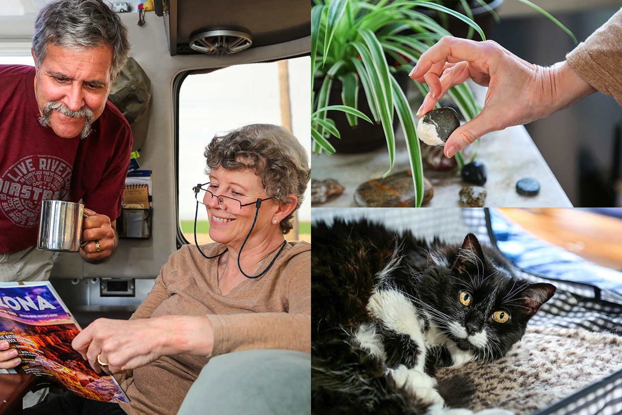 Bob and Page Airstream Home, Plants, and Cat