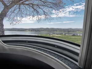 Oceanair and Airstream worked together to create a beautiful, functional, and durable solution for shading the curving panoramic windows on Airstream’s 33-foot Classic travel trailer.