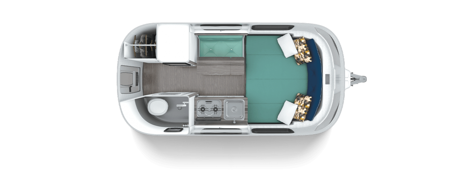 Nest by Airstream front bed floor plan