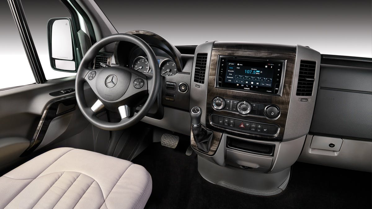 Airstream Interstate Nineteen Mercedes Benz dashboard controls steering chairs