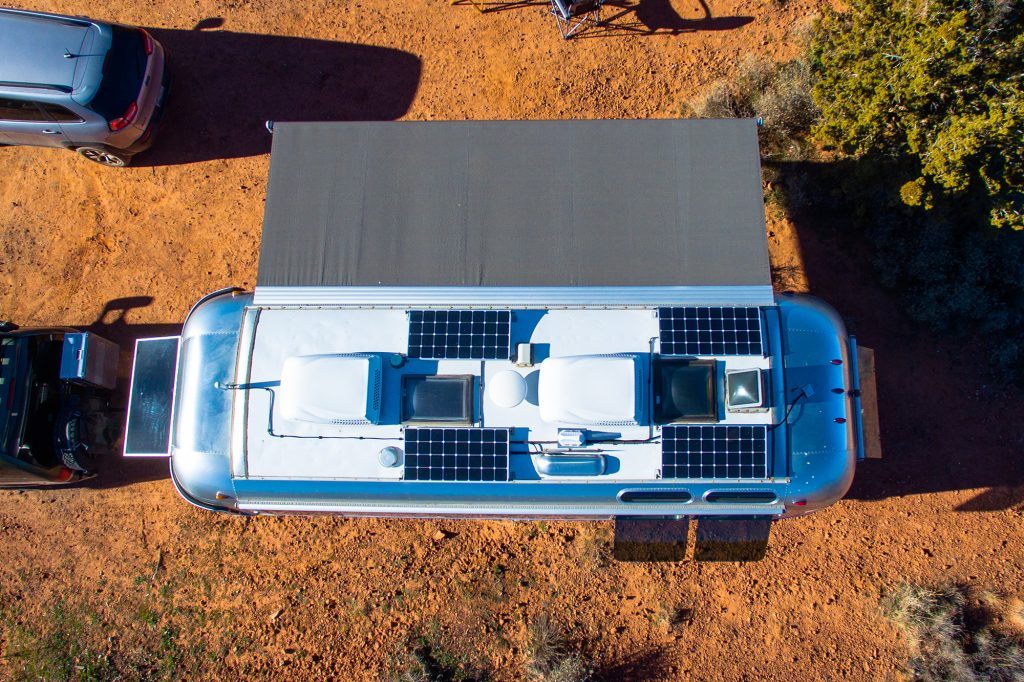 Airstream Connected Antenna Solar Panels Awning Desert