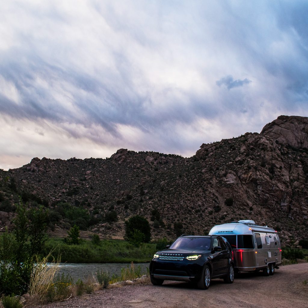 Airstream Travel Trailer and Land Rover Discovery