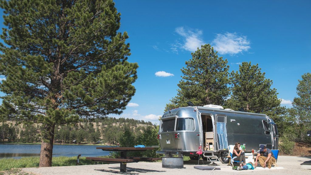 Airstream Campsite Trees Nature Water