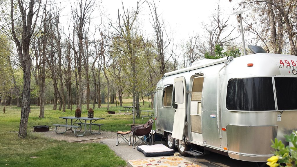 Airstream Travel Trailer at Three Island Crossing State Park