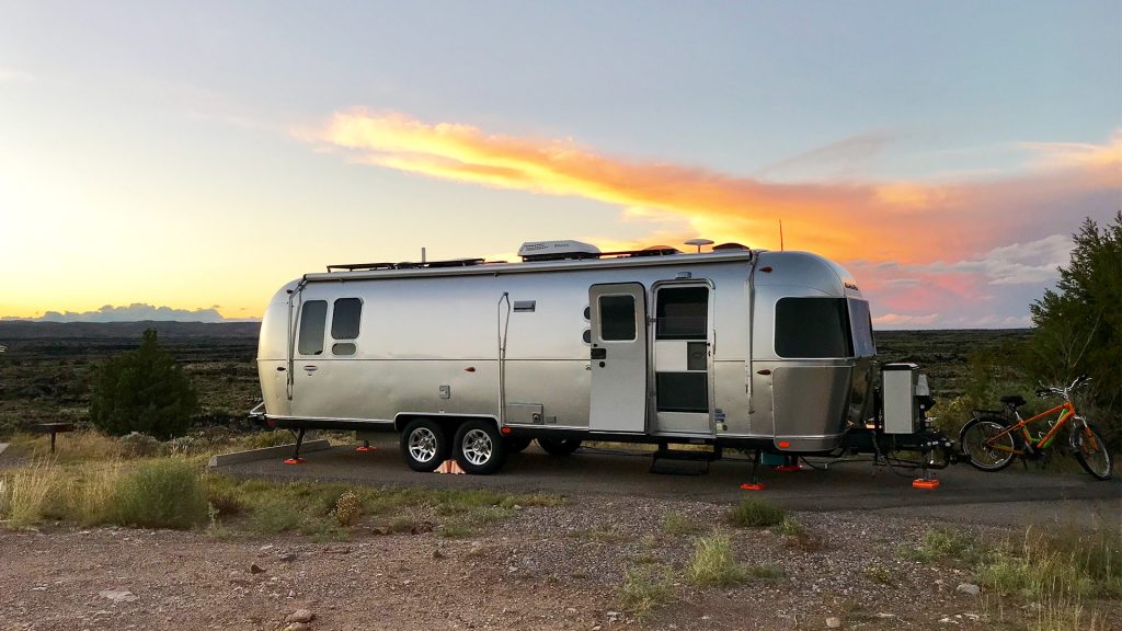 Airstream Travel Trailer at Valley of Fires Recreation Area, BLM