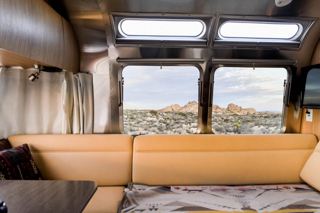 Inside an Airstream Travel Trailer