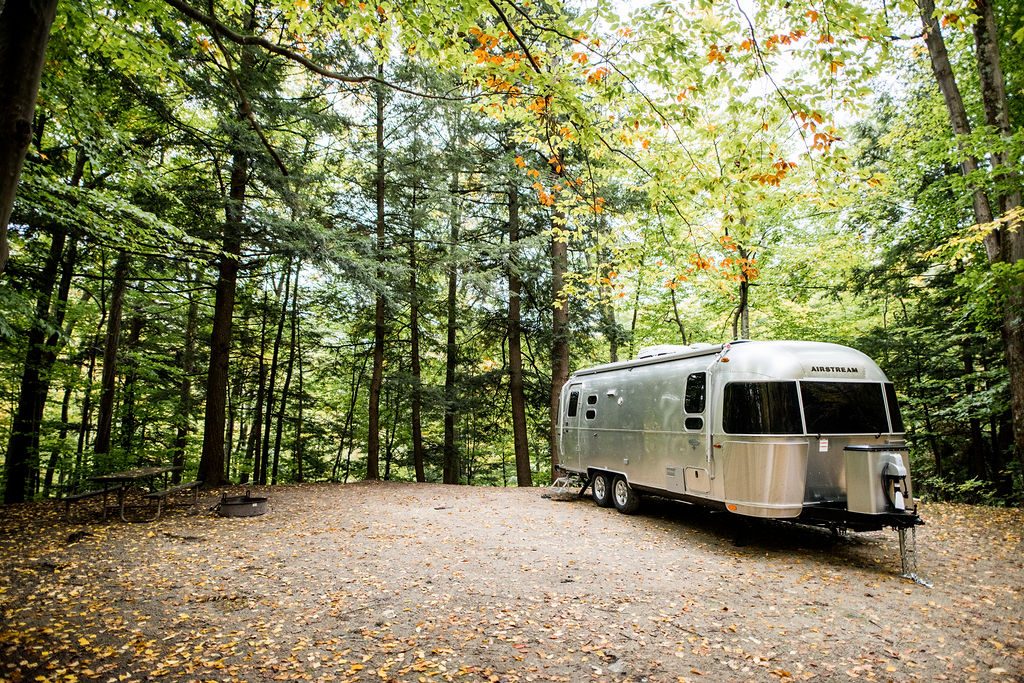 Airstream Travel Trailer Vermont Fall Leaves and Trees