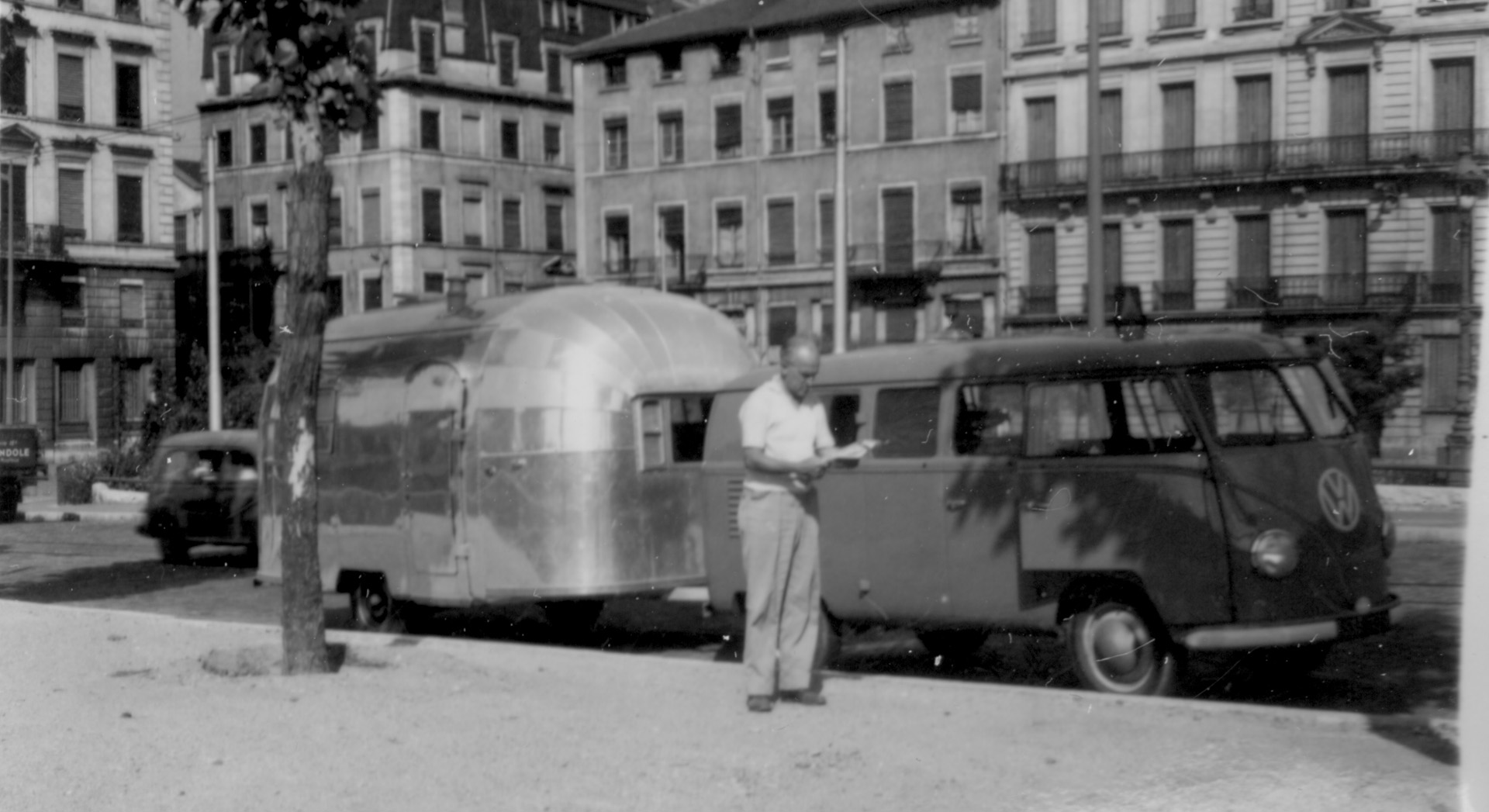 1953 European Trailer Rally Wally with VW Van-Courtesy of the Estate of Helen Byam Schwamborn