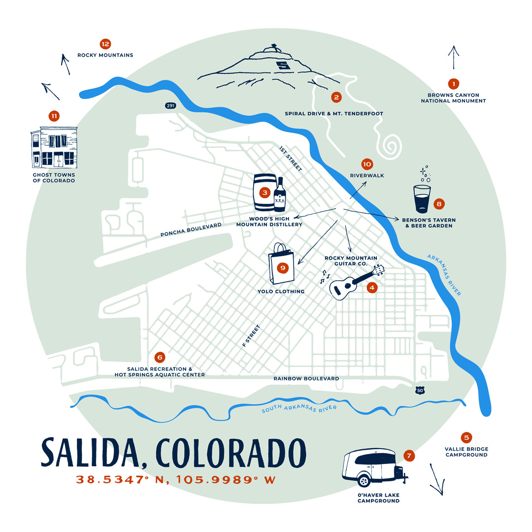 Airstream Round Trip Map of Salida, CO