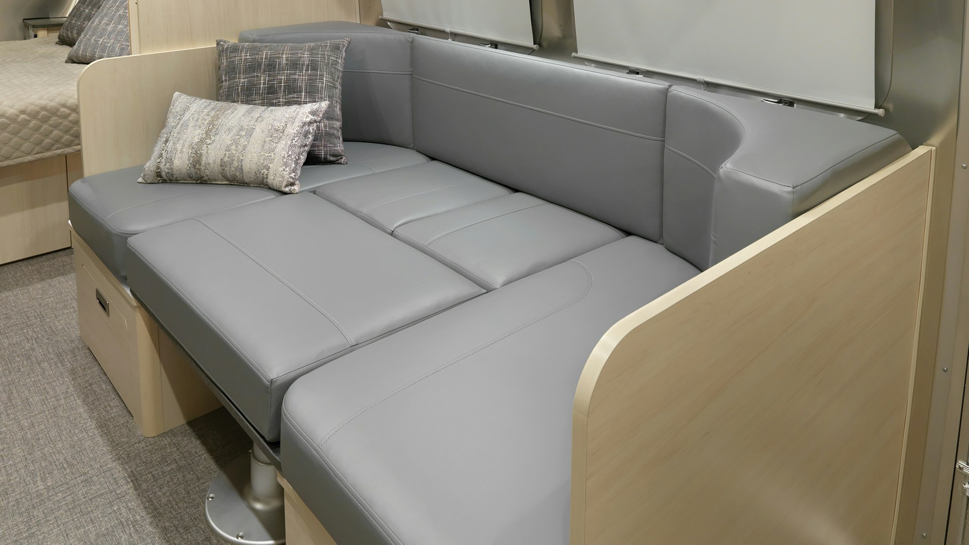 2021-Airstream-Flying-Cloud-Sunlit-Maple-Interior-with-Seattle-Mist-Ultraleather-Converted-Bed