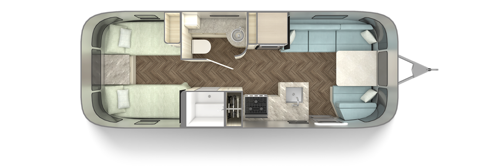 International 25RB Twin Floor Plan | Travel Trailers | Airstream