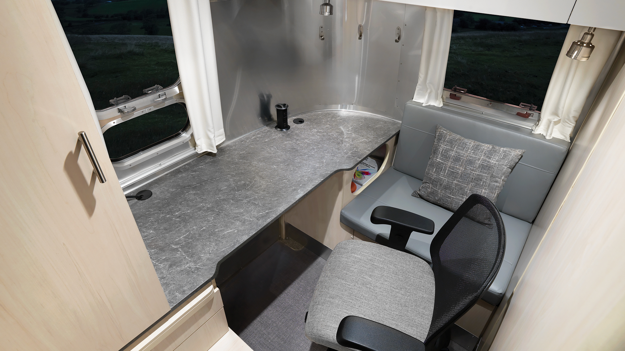 Airstream Flying Cloud 30FB office Desk Aerial view