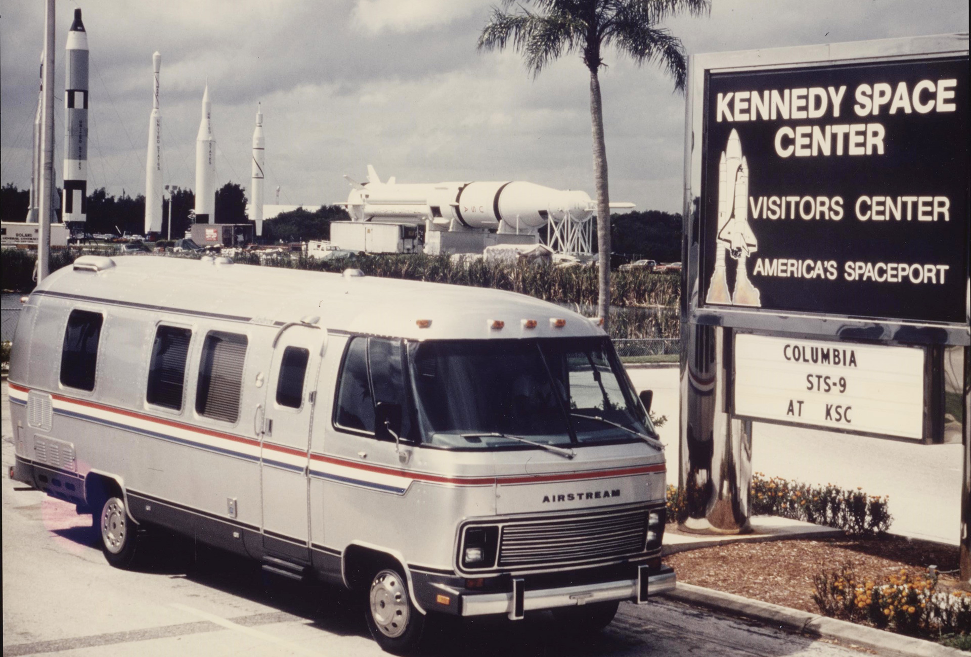 Airstream Astrovan sitting outside the Kennedy Space Center