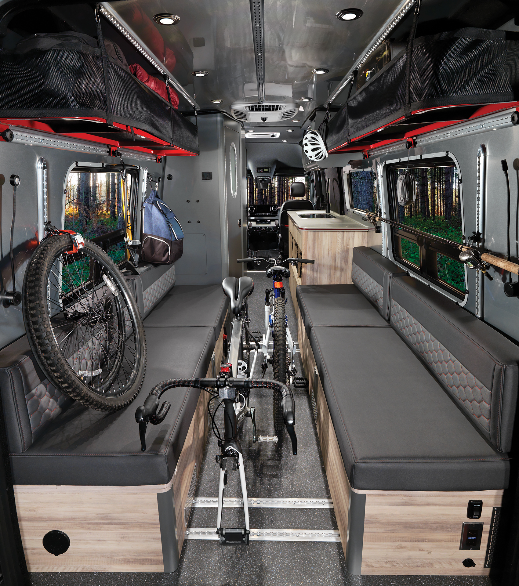 Airstream-Interstate-24X-Interior-with-Gear-Mounted-Bikes