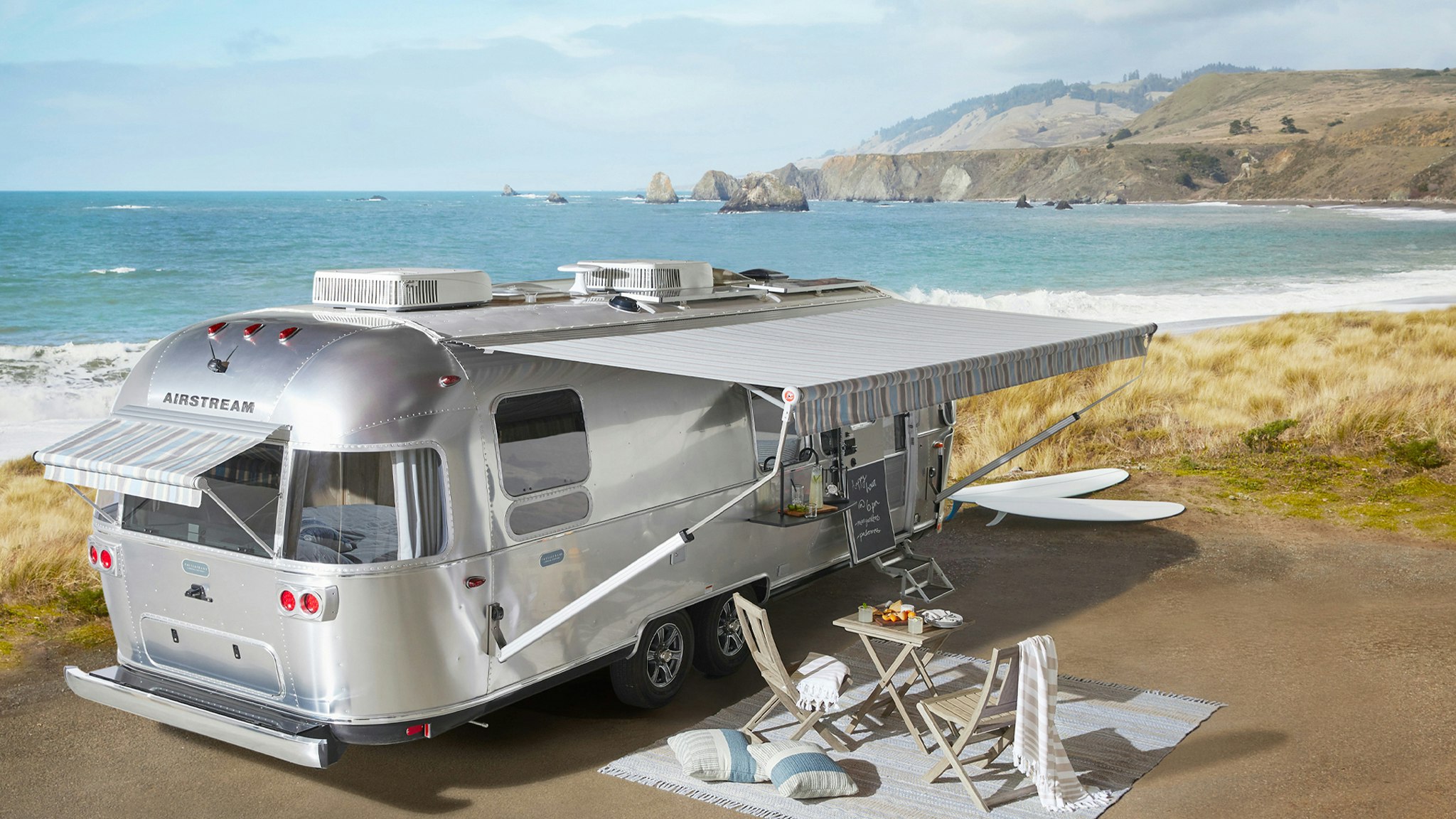 Airstream Pottery Barn Special Edition Travel Trailer exterior image in Malibu