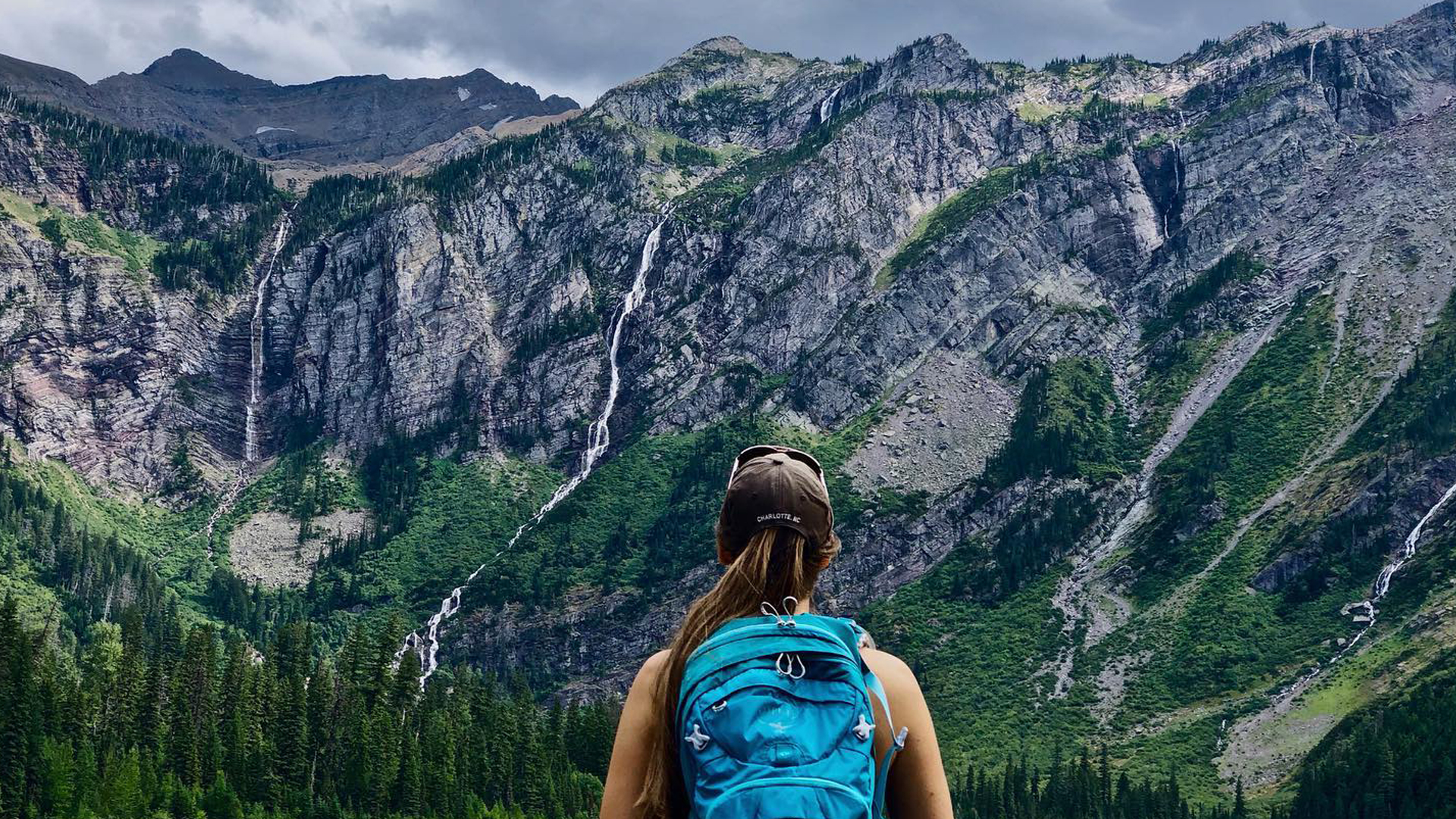 Airstream Ambassador, Cass, looking at the mountains