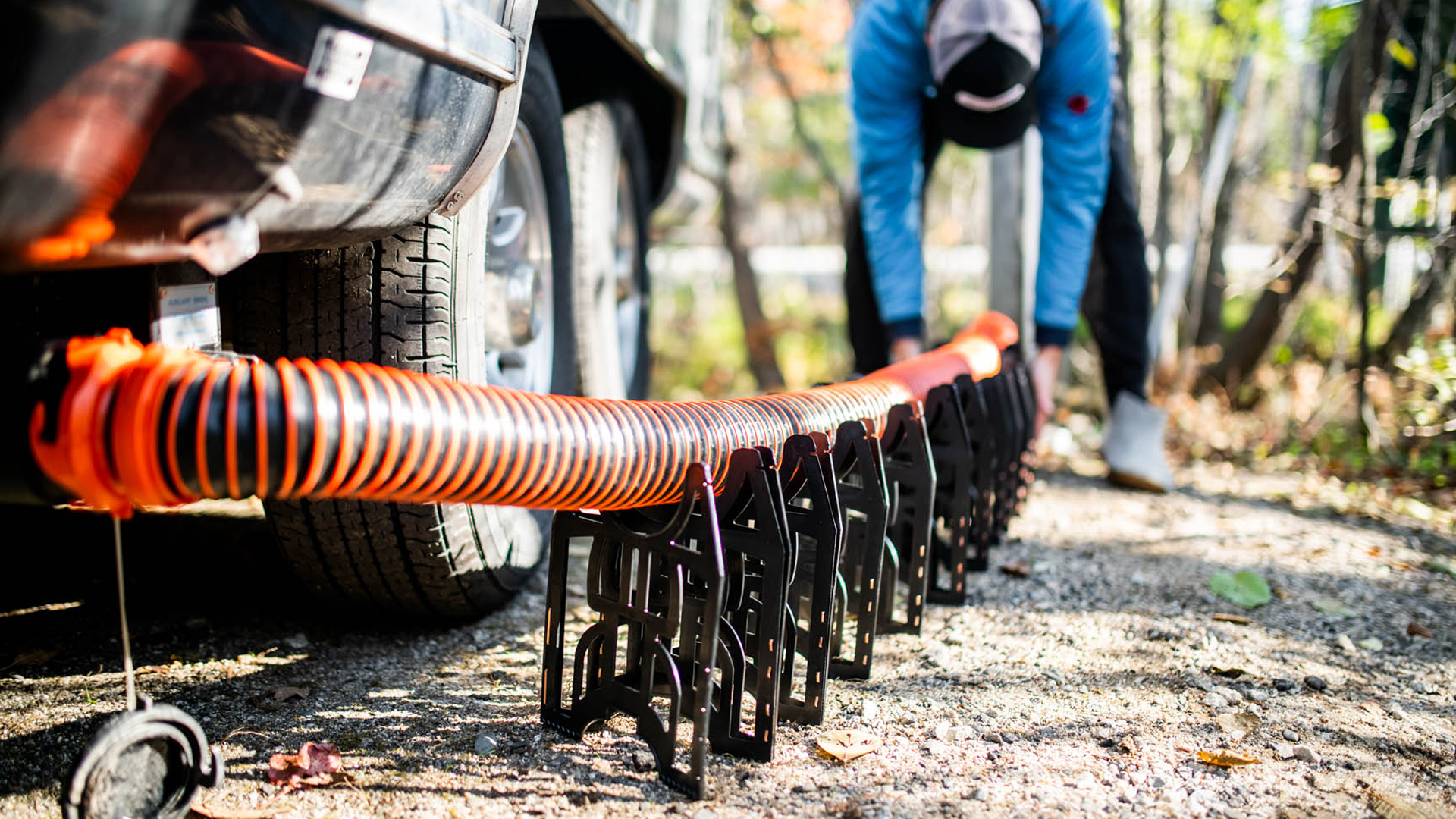 Setting up sewage hose for Airstream Travel Trailer