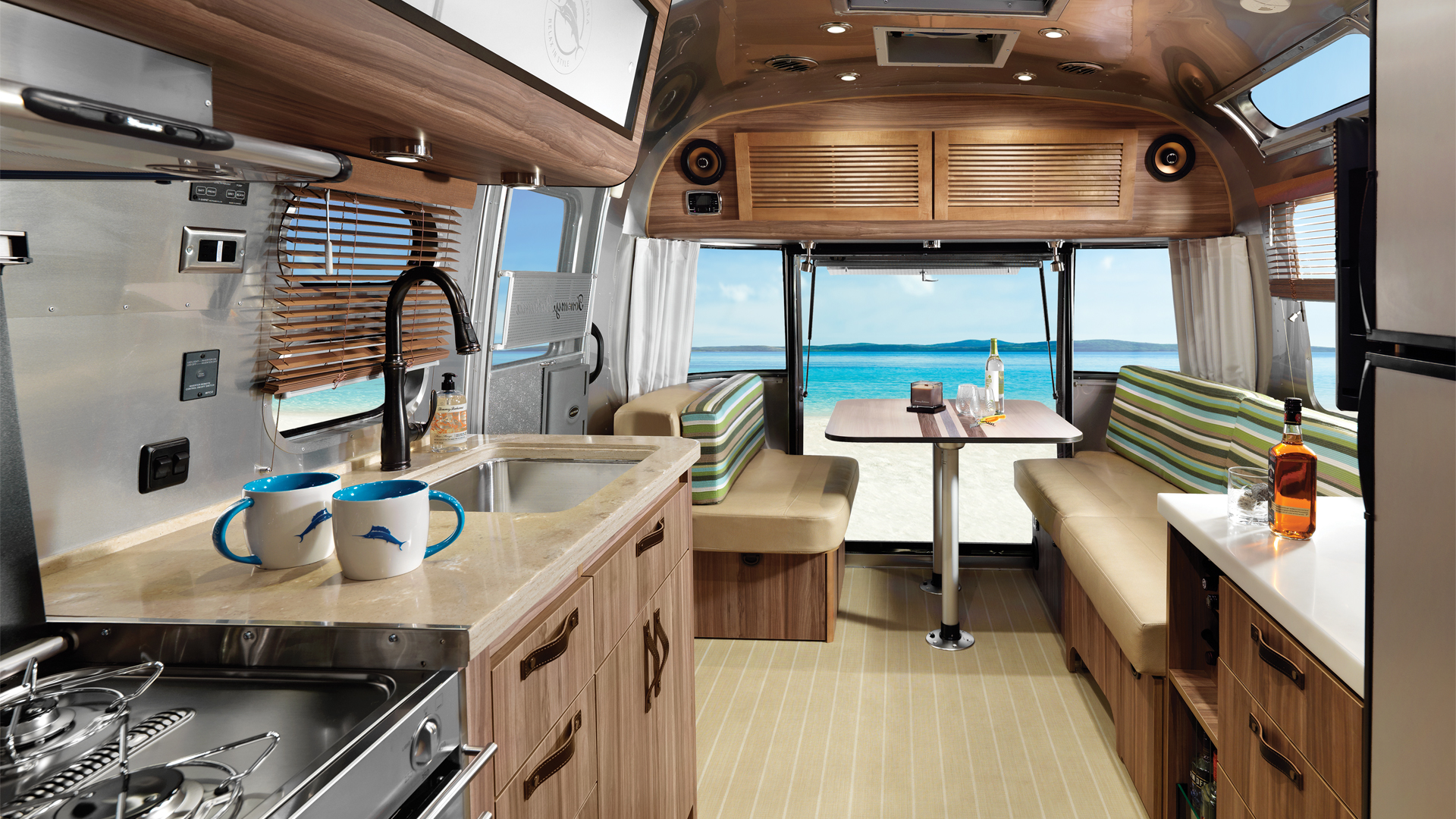 Interior of the Airstream Tommy Bahama Travel Trailer