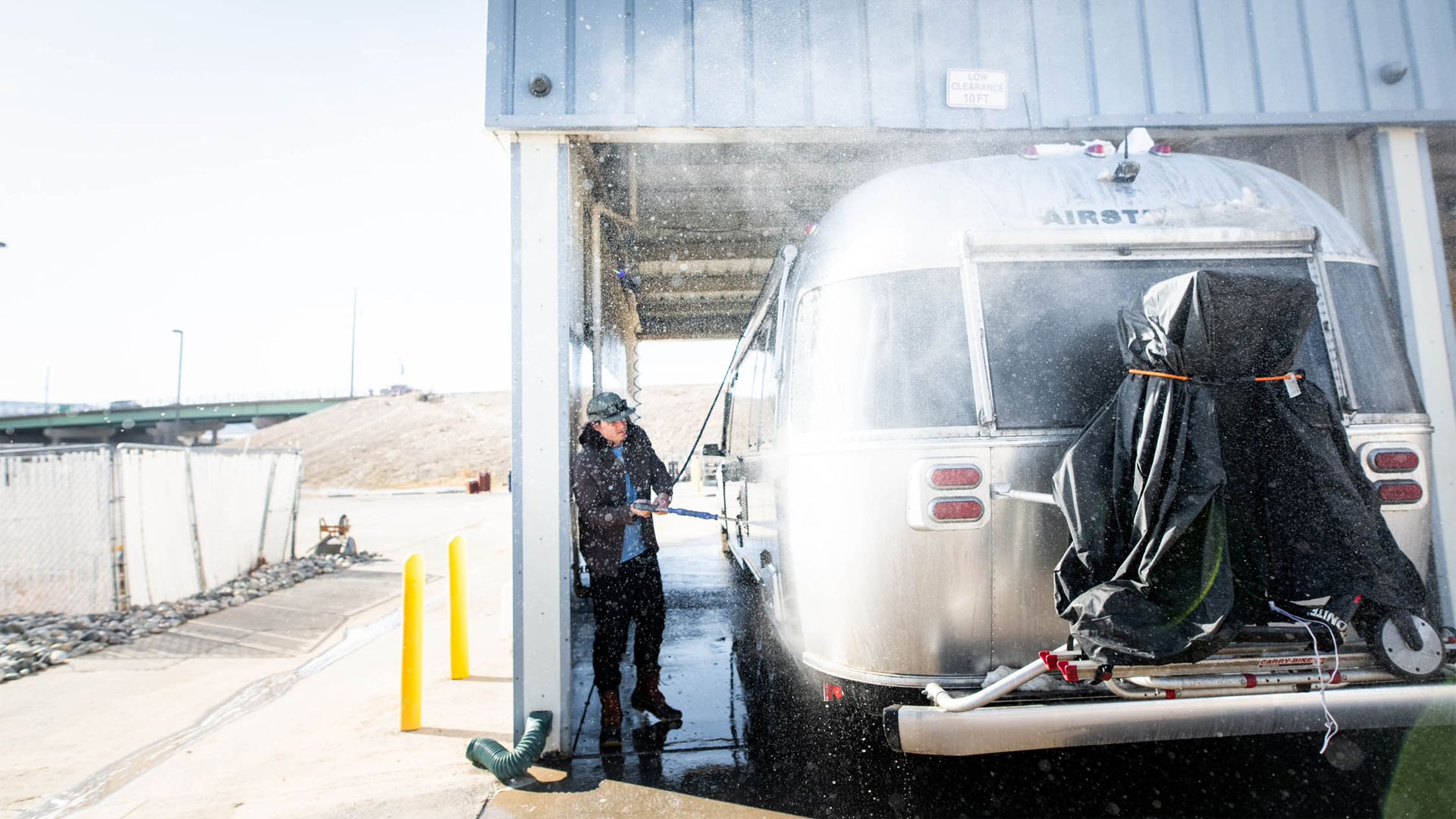 Washing off Airstream Travel Trailer
