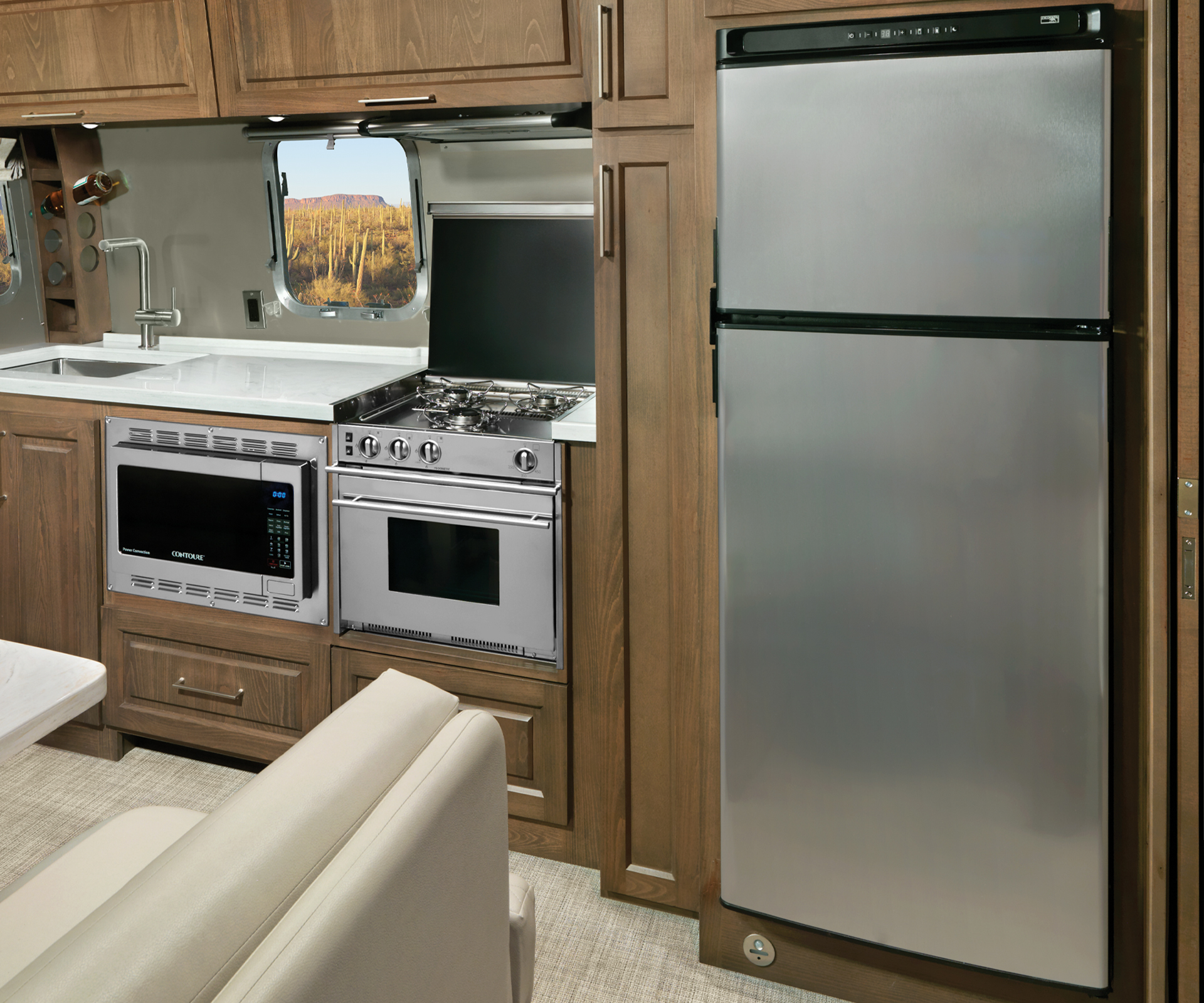 Refrigerator in the 2022 Classic Airstream Travel Trailer