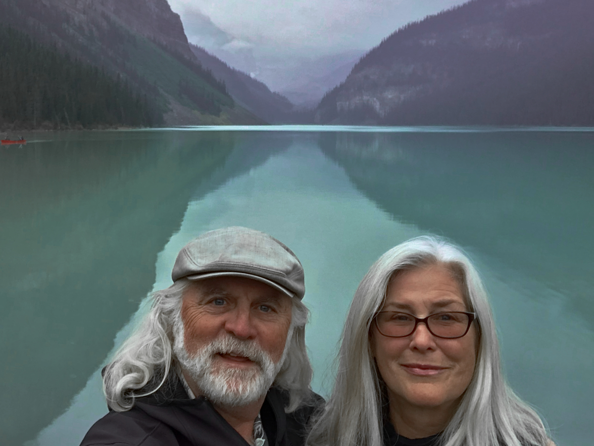 Jim and Carmen explore a lake while living full-time in their 2001 Airstream travel trailer named Beauty.