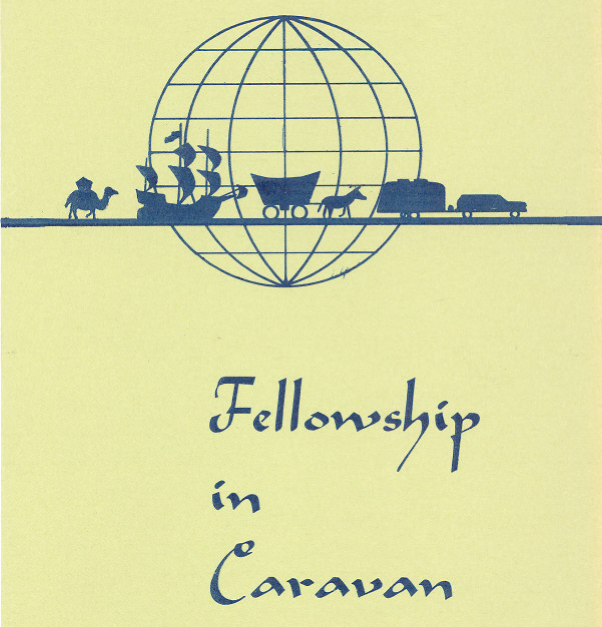A cover of an old Wally Byam Foundation brochure that is yellow and blue