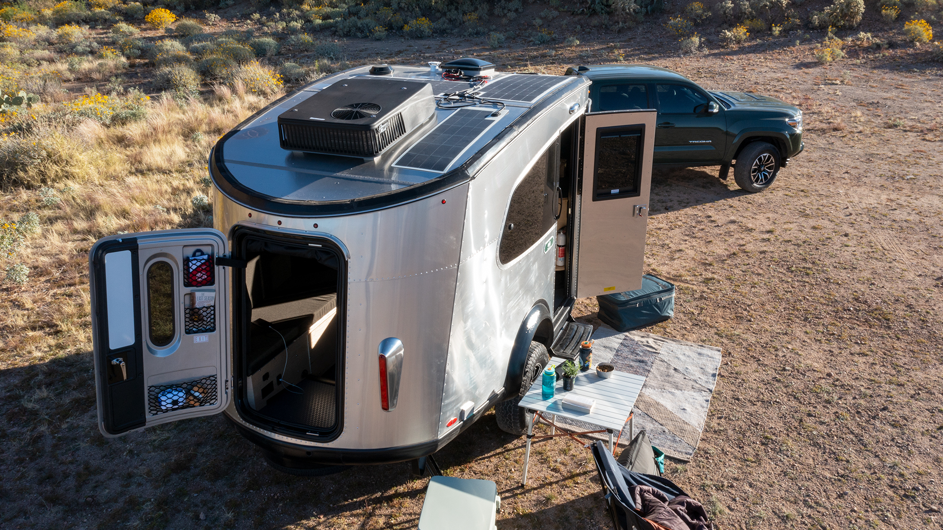 Airstream REI Co op Special Edition aerial campsite rear