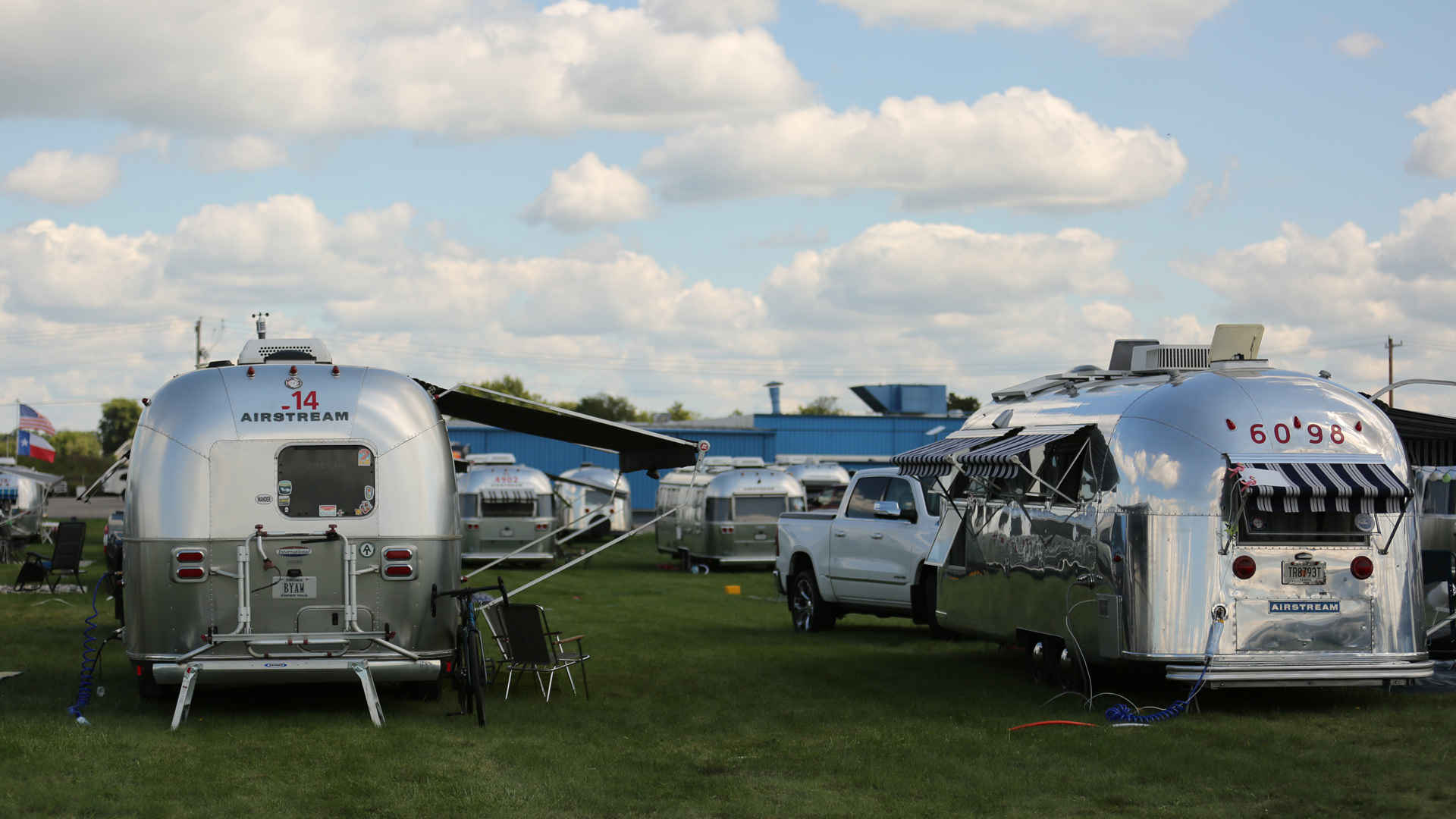 Airstream Travel Trailers parked at Airstream Headquarters in Jackson Center, Ohio during Alumapalooza