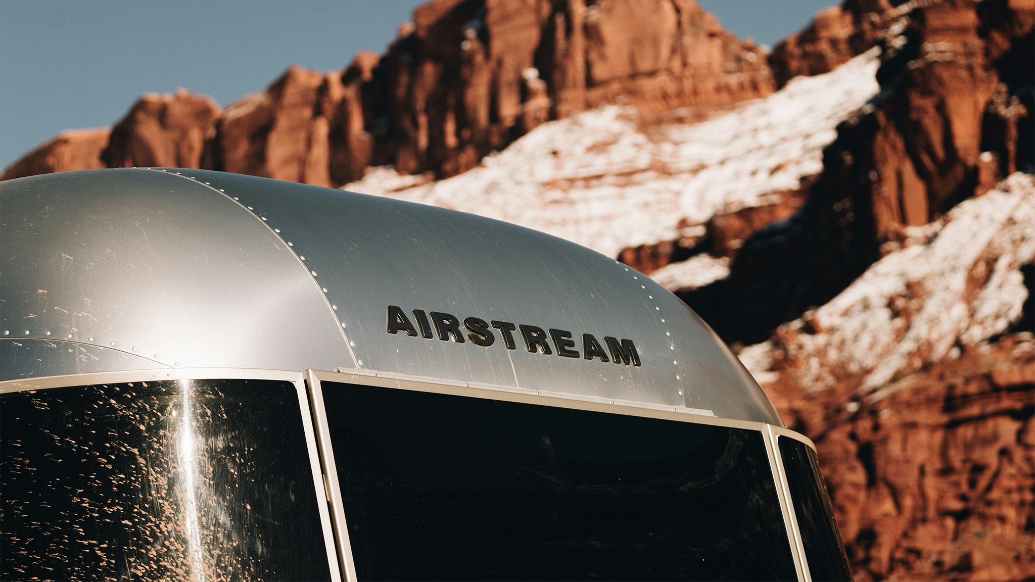 The top badge on an Airstream trailer