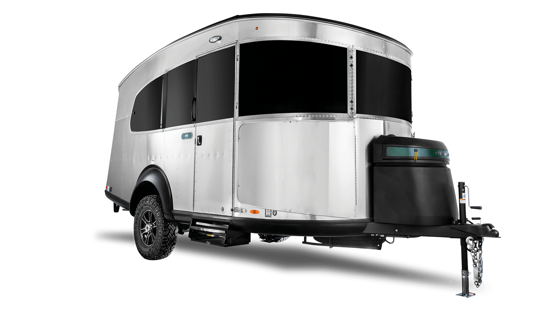 Airstream REI Co-op Special Edition Basecamp 20X at a low view of the exterior of the travel trailer