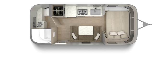 Caravel 22FB Floor Plan | Travel Trailers | Small Airstream Single Axle RV