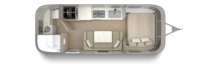 Caravel 22FB Floor Plan | Travel Trailers | Small Airstream Single Axle RV